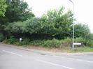 The junction of Hitcham Road and Boundary Road.
Tarmac footpath with bushes behind.
Street light and road-name sign.