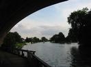 River Thames. Trees on small island just downstream of Guards Club Island. Black and white house on far bank.