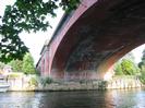 The Sounding Arch: the eastern span of Brunel's famous railway bridge across the River Thames at Maidenhead.
The bridge is built of a blue-red engineering brick, with details in stone and darker brick.