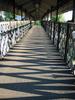 On the footbridge over the railway at Taplow Station.
The sun is throwing criss-cross shadows across the bridge.