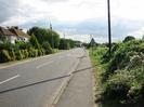 Looking south on Marsh Lane.
Houses behind low trees on the left.
Road with footway and hedge on the right.