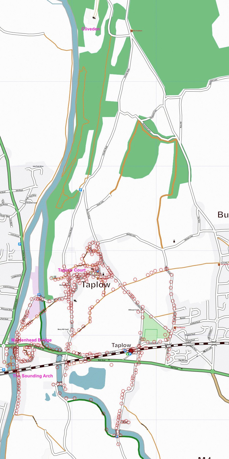Map of Taplow area