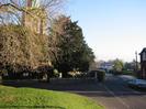 Junction of High Street and Rectory Road.
St Nicolas Church on the left, with Yew trees in the churchyard.
Wellbank in the distance.
Part of St Nicolas House on the right.