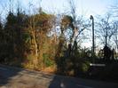 The point where Hill Farm Road becomes Boundary Road.
Trees and street light.
Road-name sign.