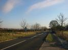 Looking South-East on Boundary Road.
Trees and hedge along road.
Road sign and traffic island.