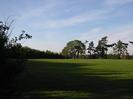 Playing field with large trees.