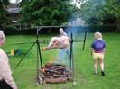 Village Green 06:55 3rd June 2002.
Bill Ball, Andy McKenzie and Jane Curry with ox-roast.