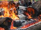 Village Green 3rd June 2002.
Cookfire for the ox-roast.