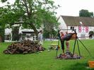 Village Green, 3rd June 2002.
Ox-roast in progress.
Pub and houses in the background decked with flags for the Queen's Jubilee.