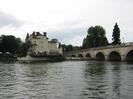 View across River Thames to hotel on west bank.
Maidenhead Bridge on right, with large trees beyond.