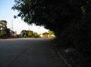 Car park.
Lamp-posts, trees and cellphone mast on left.
Overhanging trees on right.