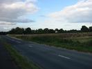 Looking north on Marsh Lane.
Road with field on the right.
Trees in the distance.